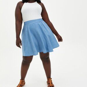Torrid Chambray Blue Mini Skater Skirt 6X